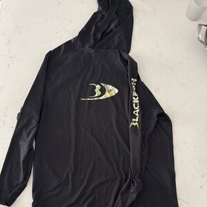 Black Camo Logo Hooded Long-Sleeve Tee - Black